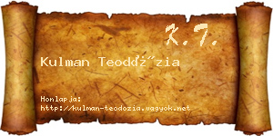 Kulman Teodózia névjegykártya